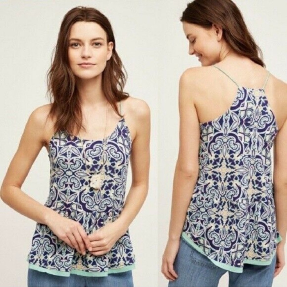 Anthropologie Meadow Rue Blue Paisley Tank Top